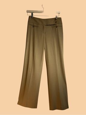 Donna Degnan Camel Color Front Button Tab Dress Pants made in USA Hemmed Size 4